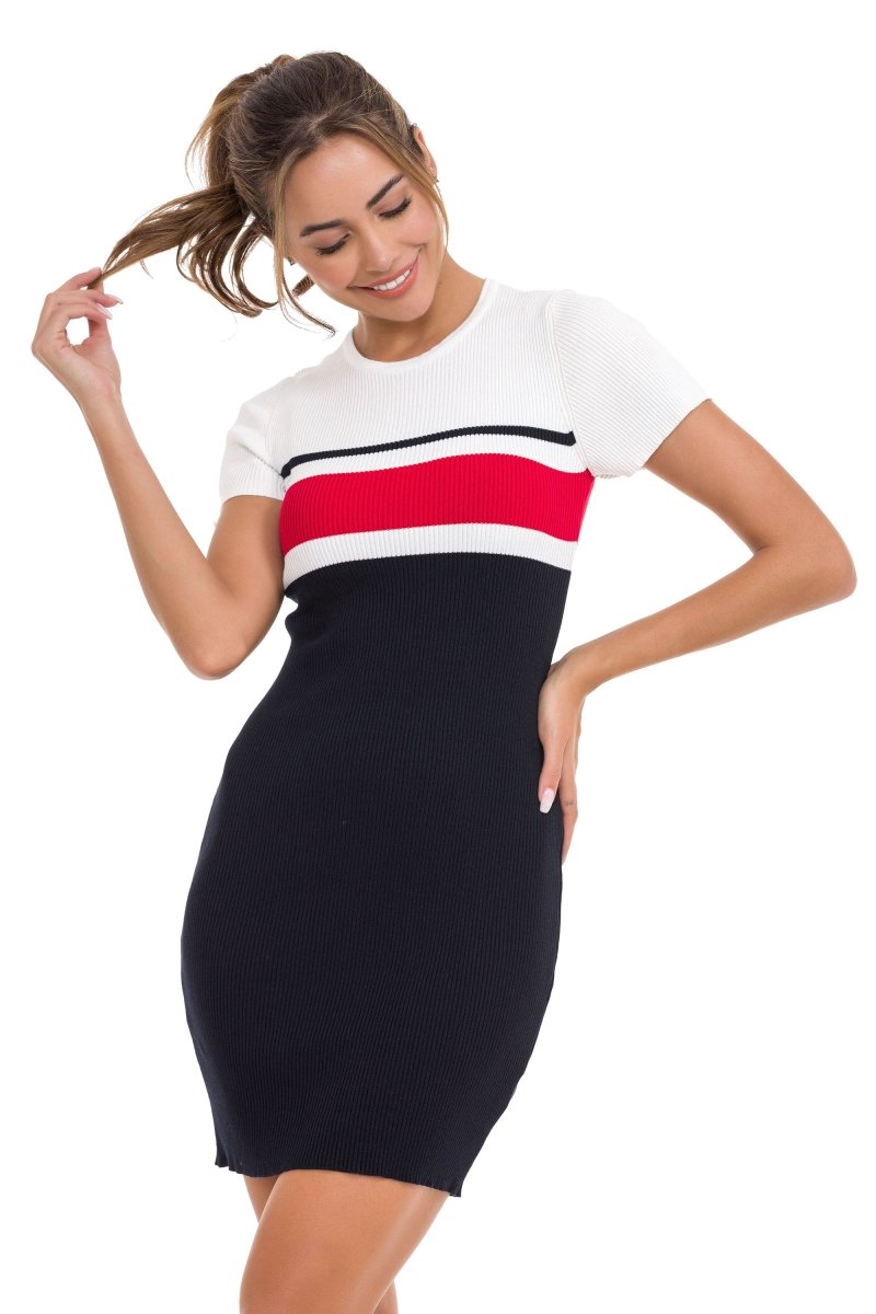 WP257 Striped Knit Mini Dress