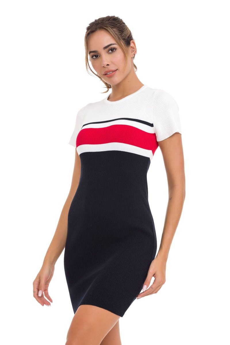 WP257 Striped Knit Mini Dress