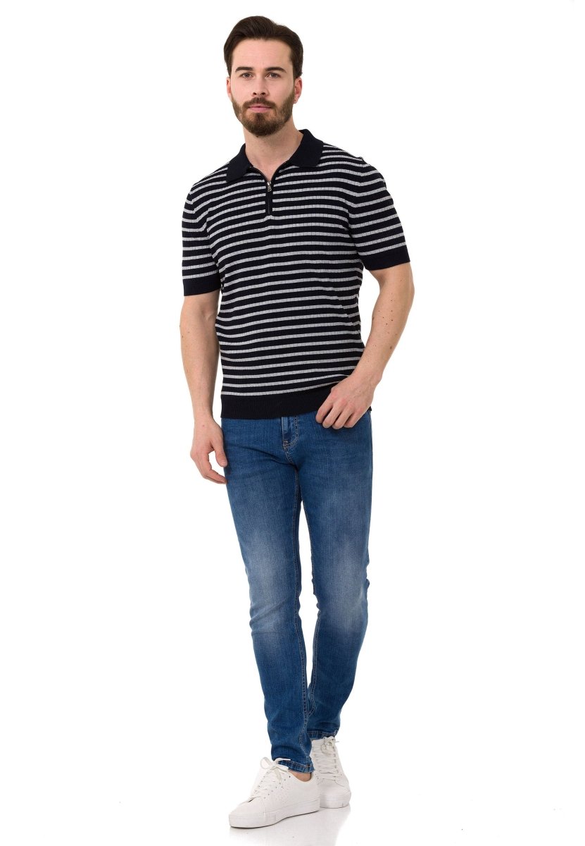 CT751 Ribbed Striped Knit T-Shirt