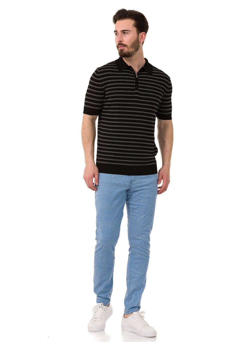 CT751 Ribbed Striped Knit T-Shirt