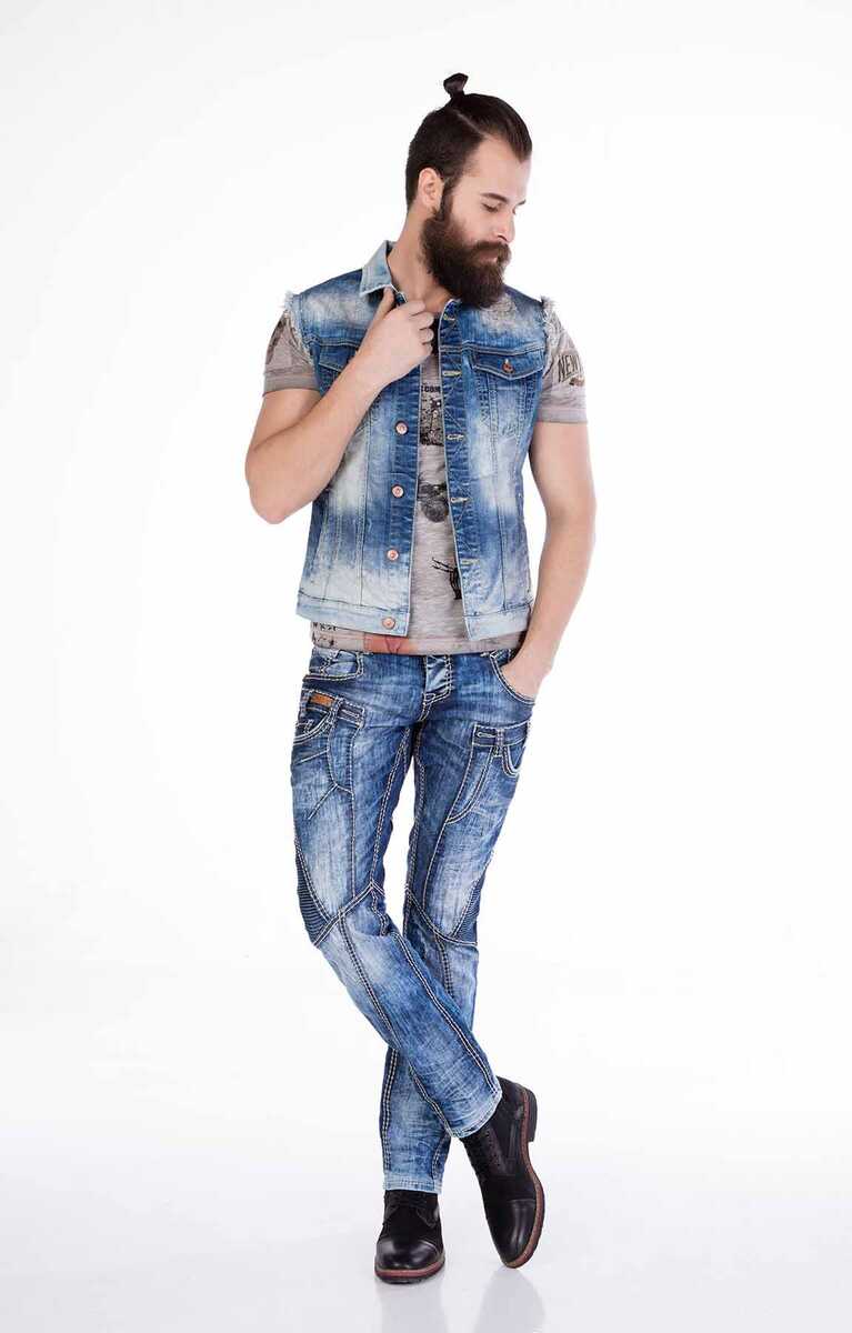 CW107 Distressed Style Sleeveless Denim Jacket