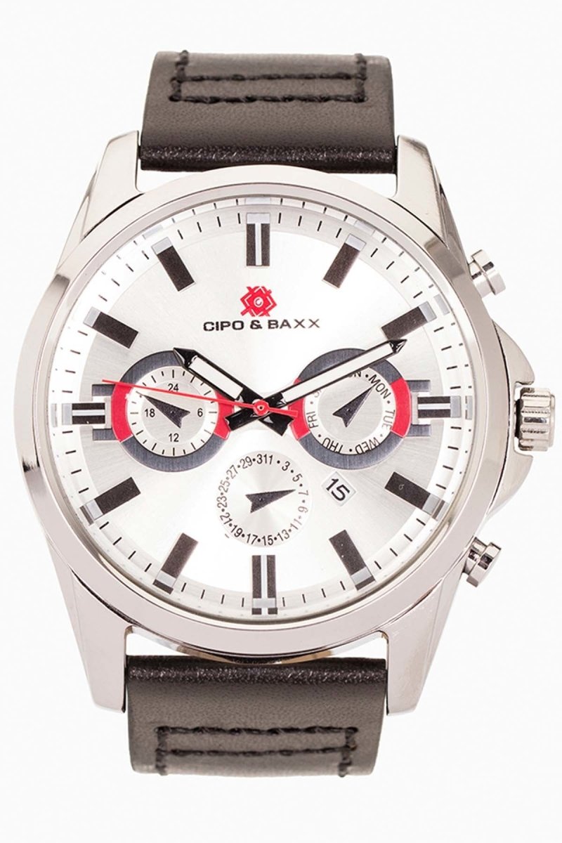 CZ108 Leather Strap Silver Steel Men's Watch