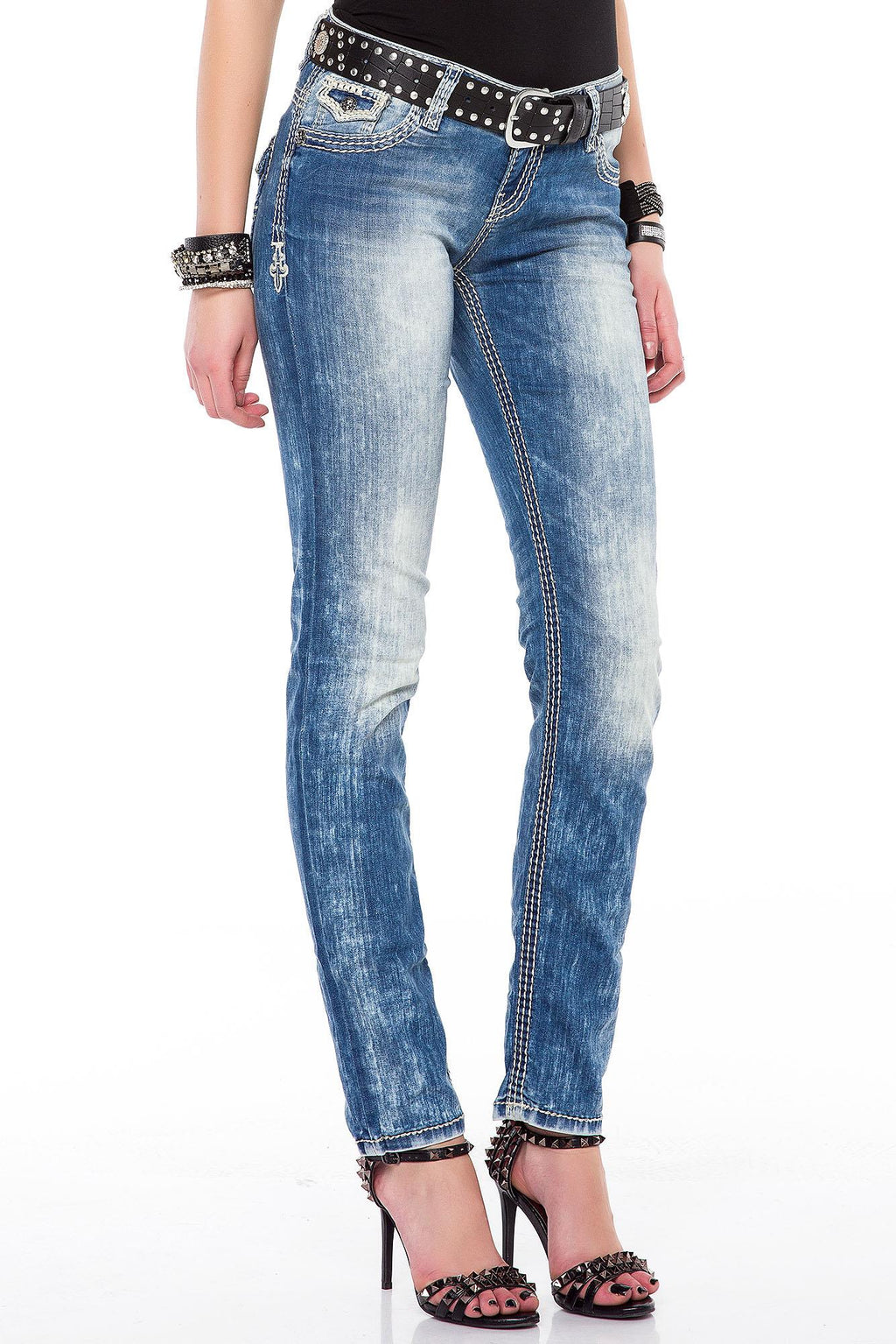 WD201 Eye-Catching Women's Jeans with Elegant Stitching