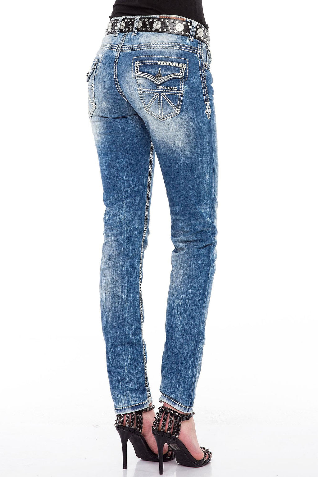 WD201 Eye-Catching Women's Jeans with Elegant Stitching