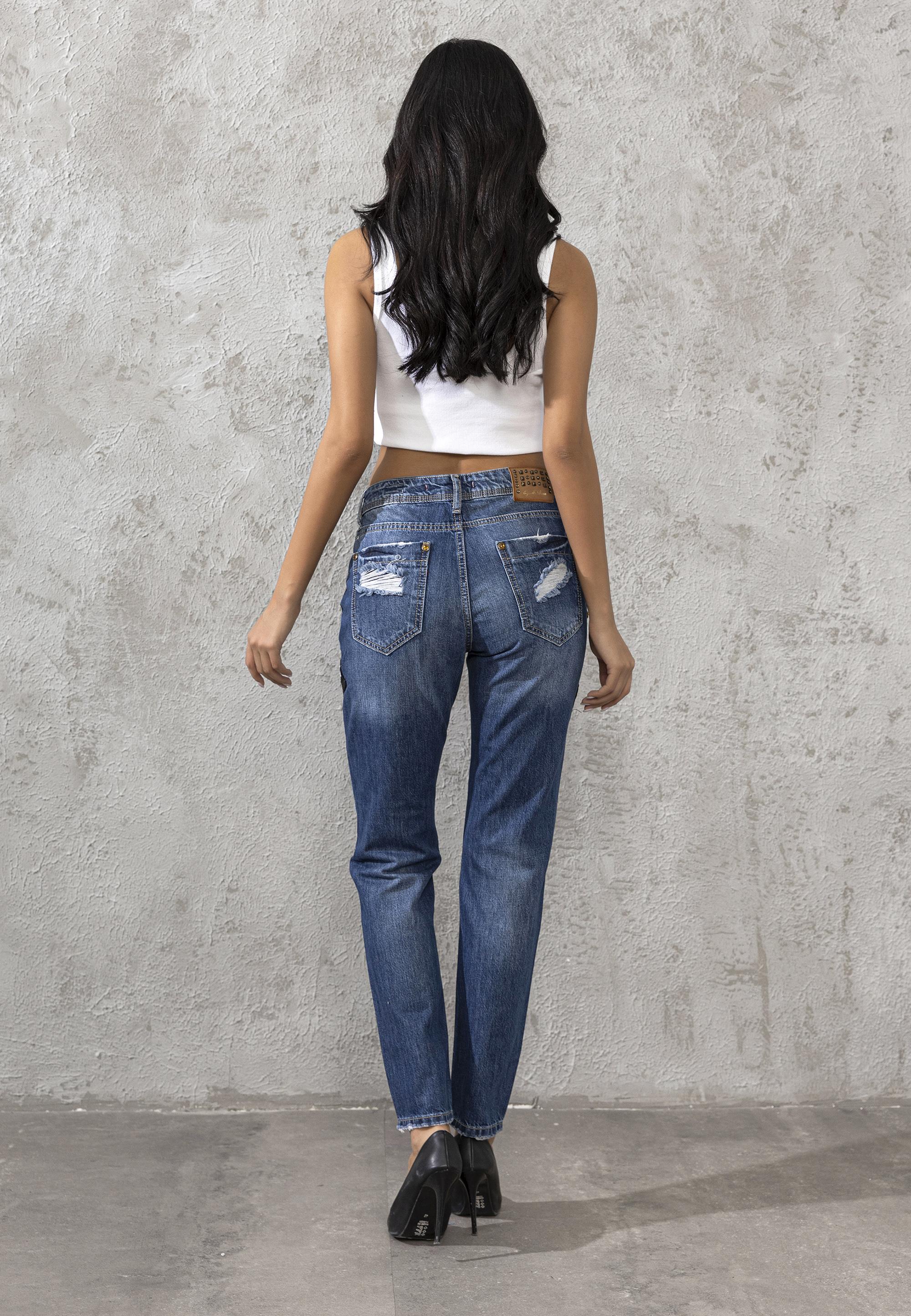 WD298 Boyfriend Fun Embellished Women's Jeans