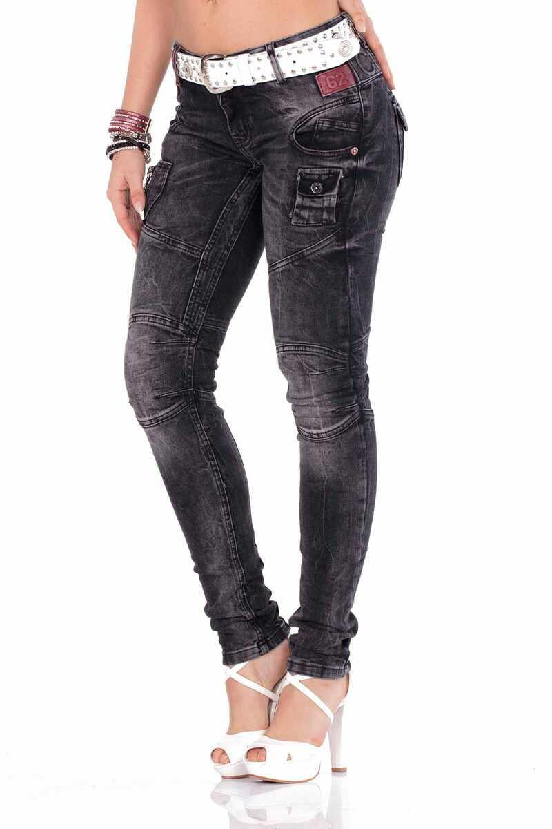 WD358 Biker Style Stitched Women's Jeans