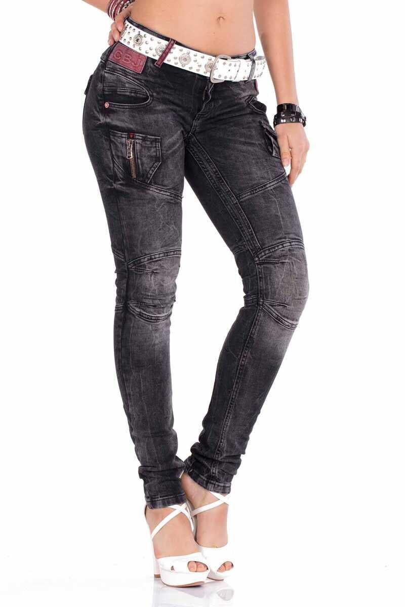 WD358 Biker Style Stitched Women's Jeans