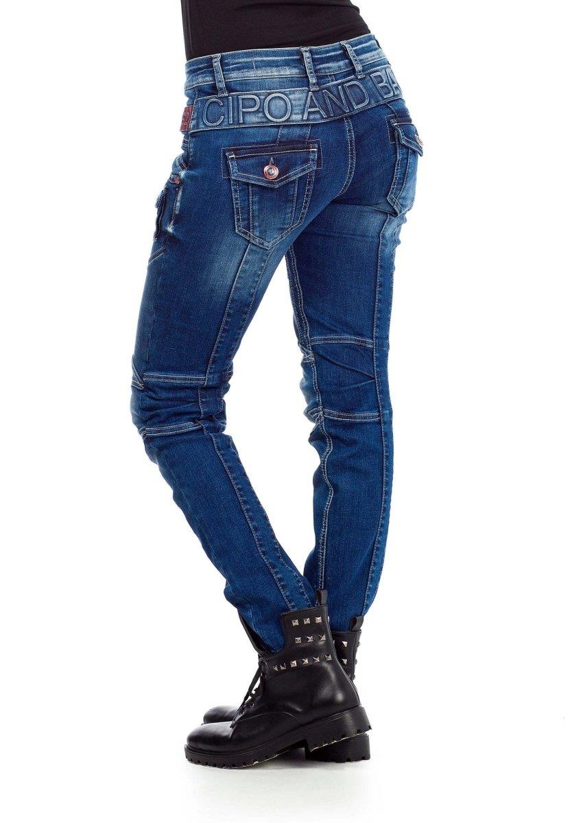 WD358 Biker Style Stitched Women's Jeans