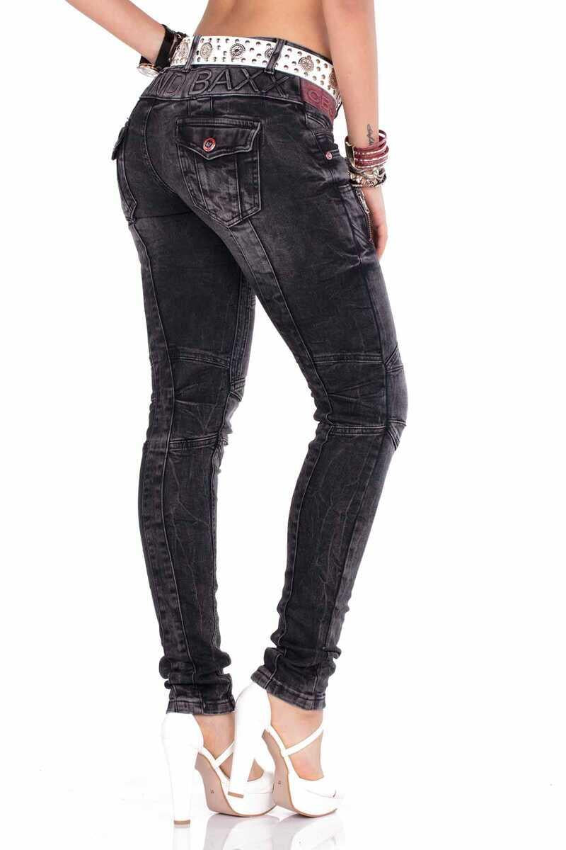 WD358 Biker Style Stitched Women's Jeans