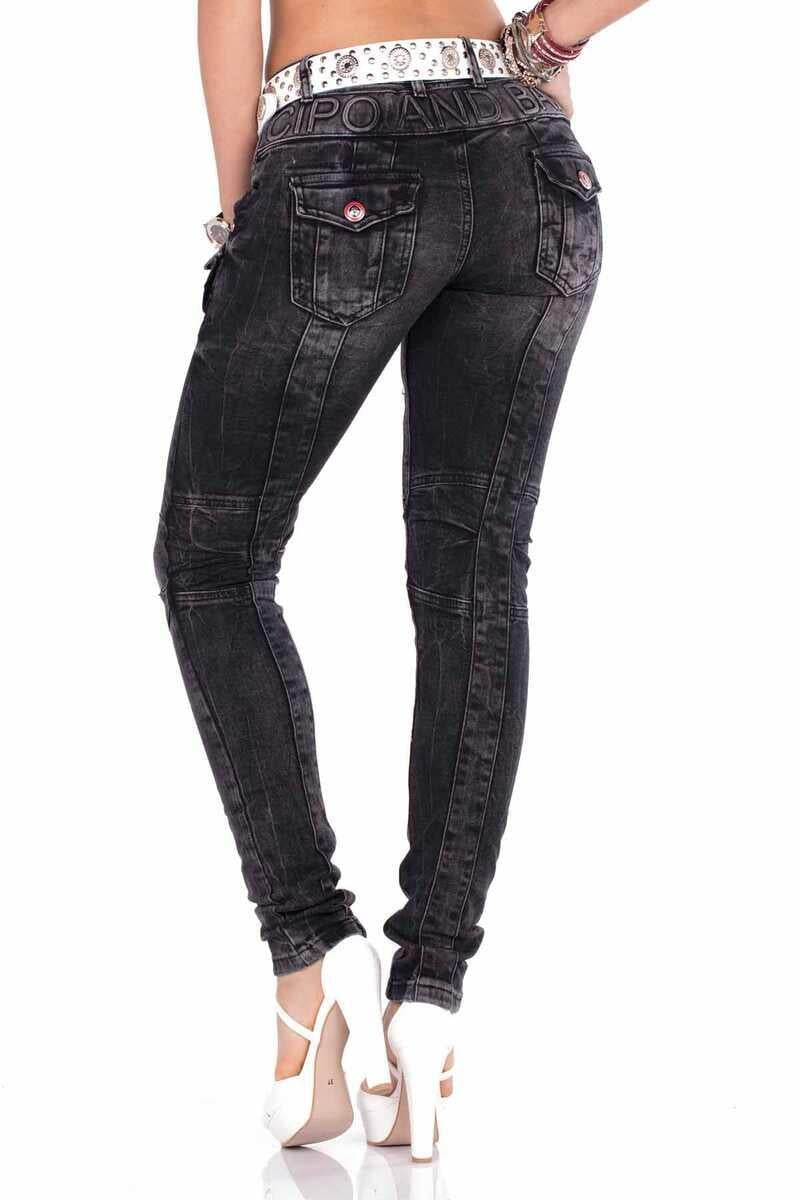 WD358 Biker Style Stitched Women's Jeans