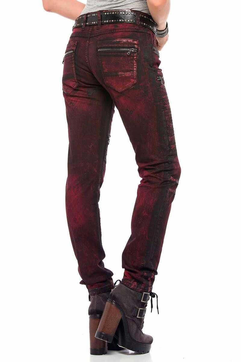 WD388 Burgundy Women's Jeans