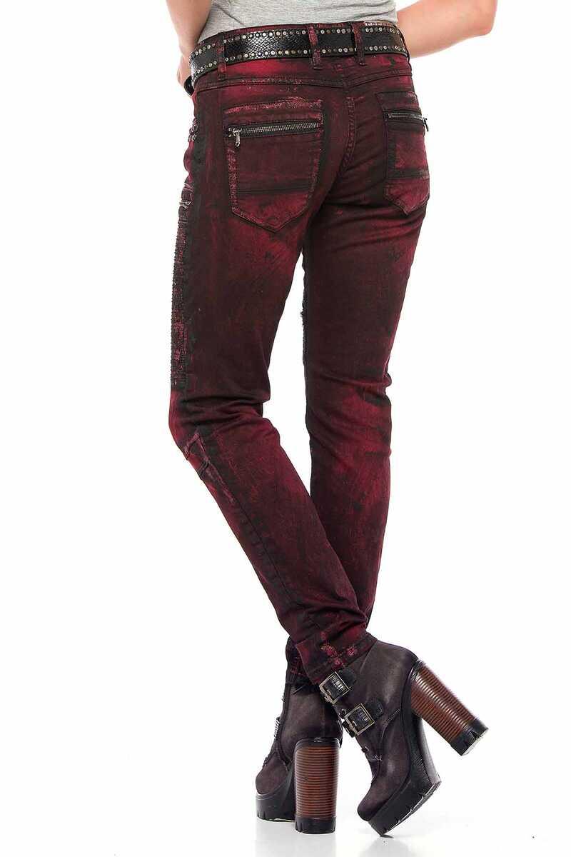WD388 Burgundy Women's Jeans