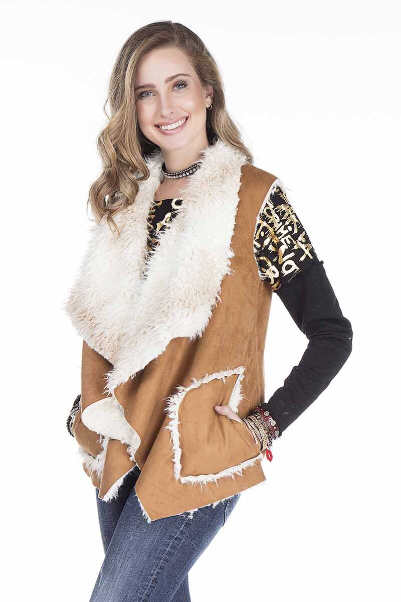 WW108 Faux Fur Lined Sleeveless Winter Vest