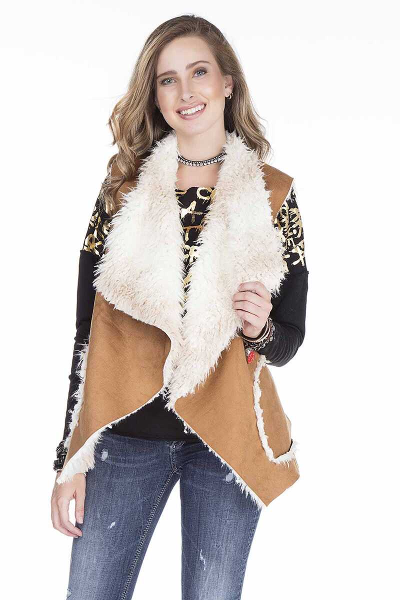 WW108 Faux Fur Lined Sleeveless Winter Vest