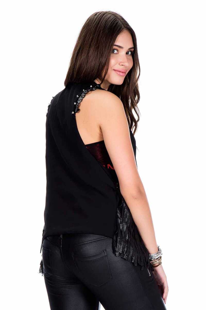 WW109 Fringe Metal Embellished Women's Vest