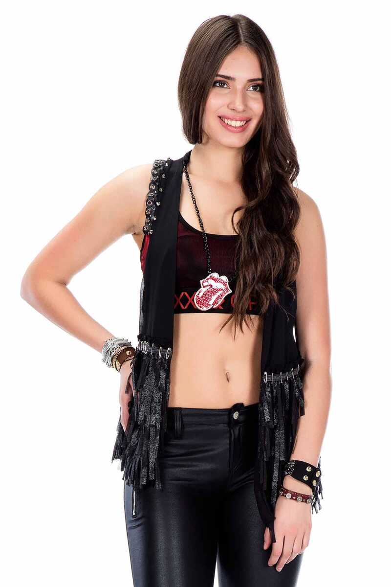 WW109 Fringe Metal Embellished Women's Vest