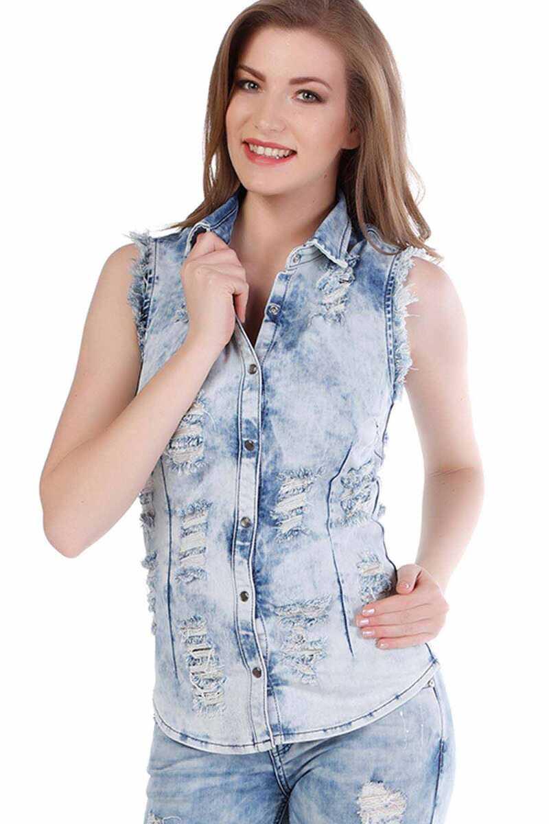 WH103 Women's Ice Blue Vintage Vest