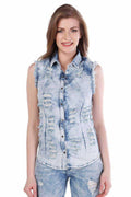 WH103 Women's Ice Blue Vintage Vest
