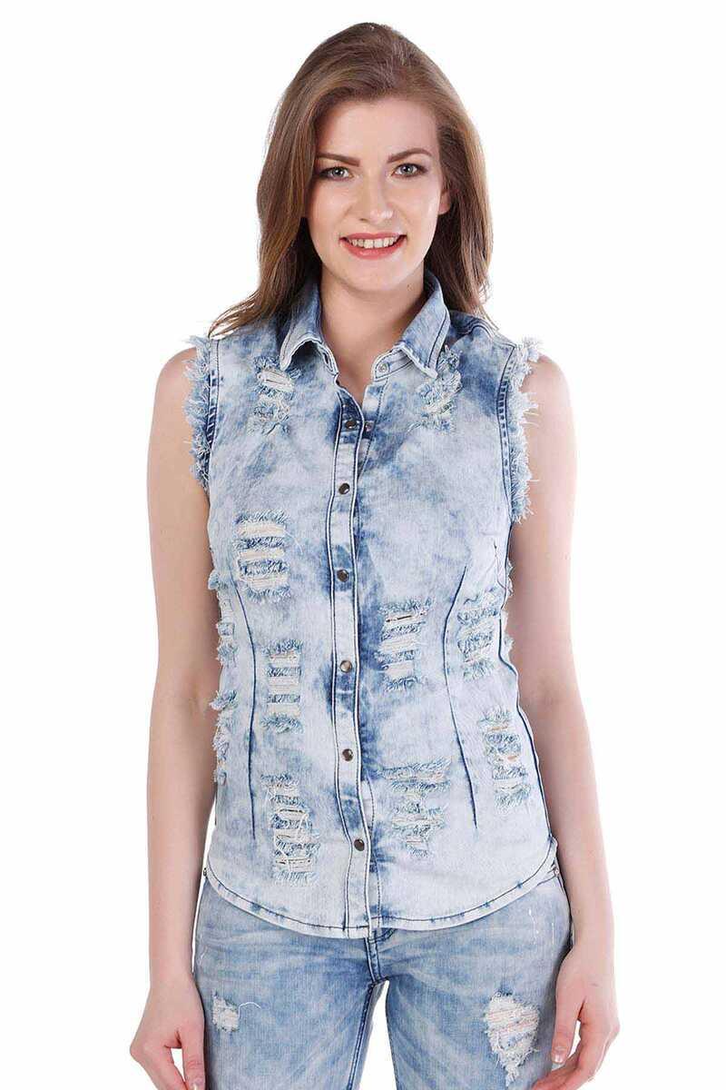 WH103 Women's Ice Blue Vintage Vest