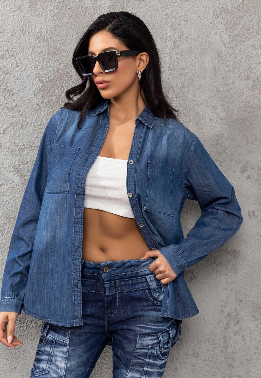 WH134 Basic Women's Blue Shirt