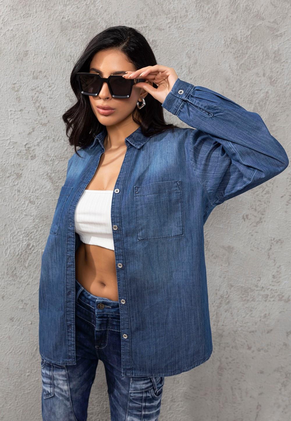 WH134 Basic Women's Blue Shirt