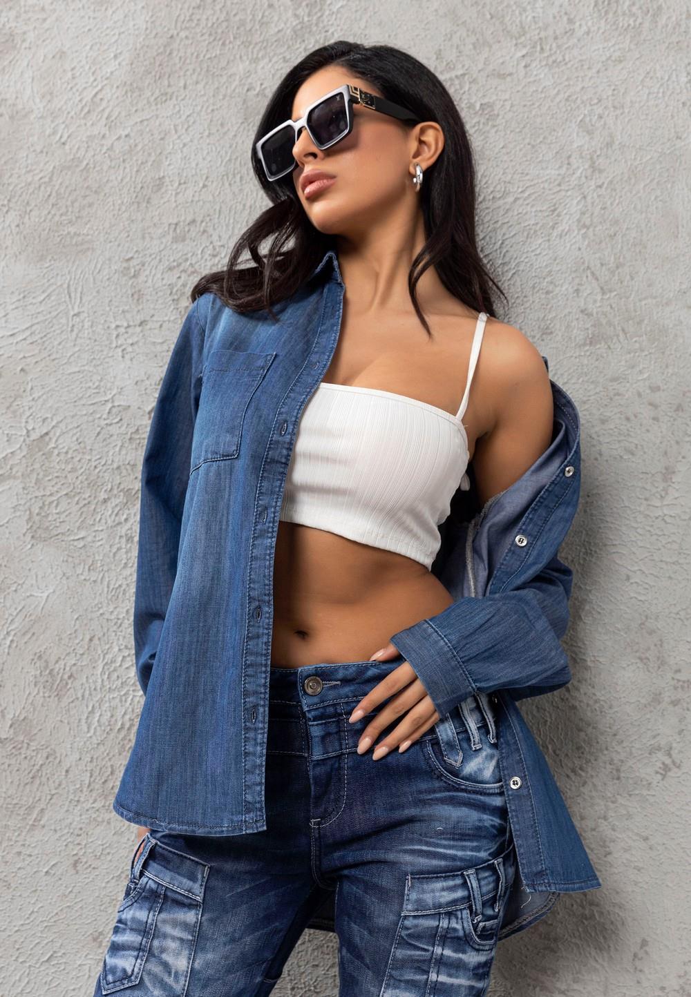 WH134 Basic Women's Blue Shirt