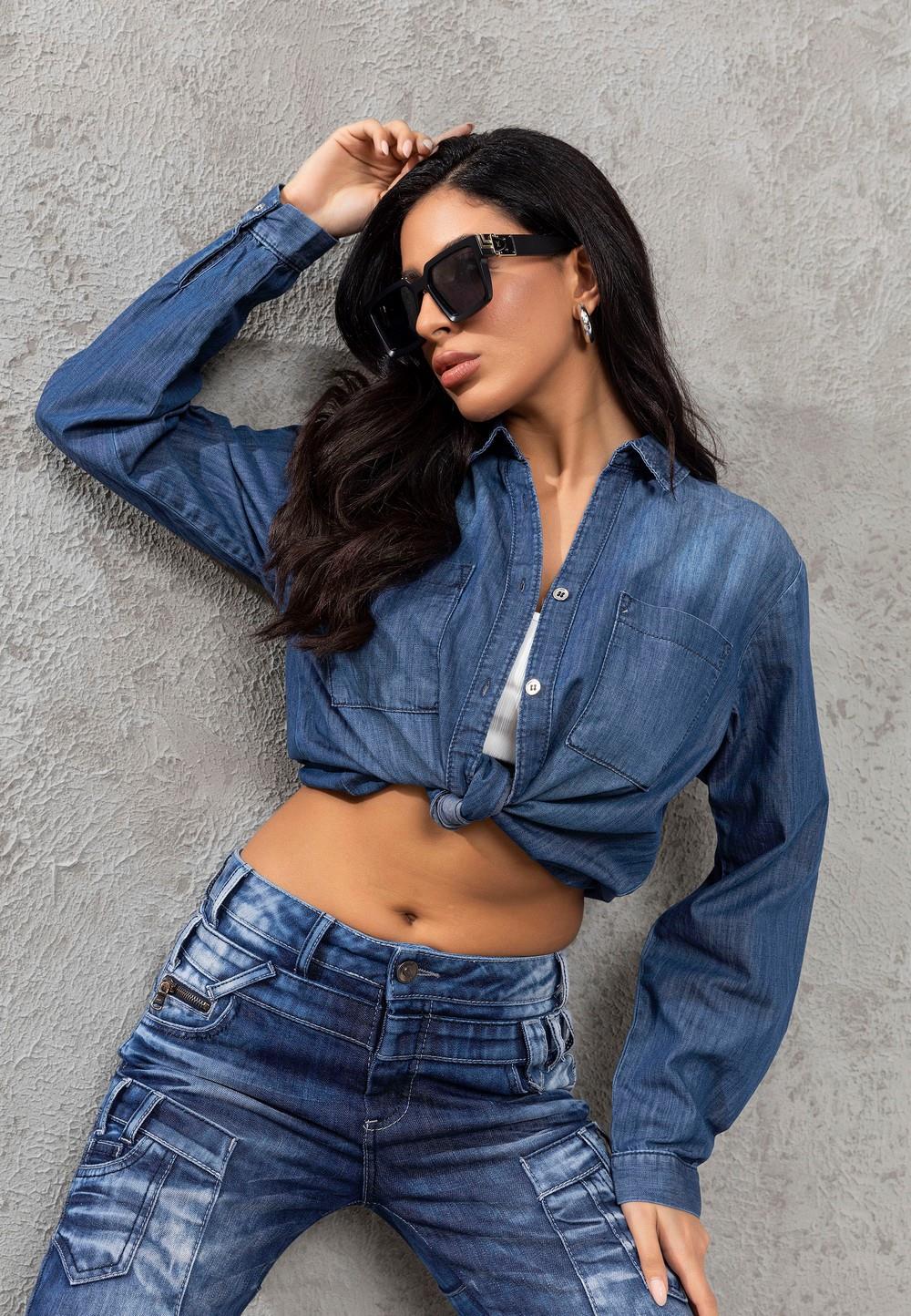 WH134 Basic Women's Blue Shirt