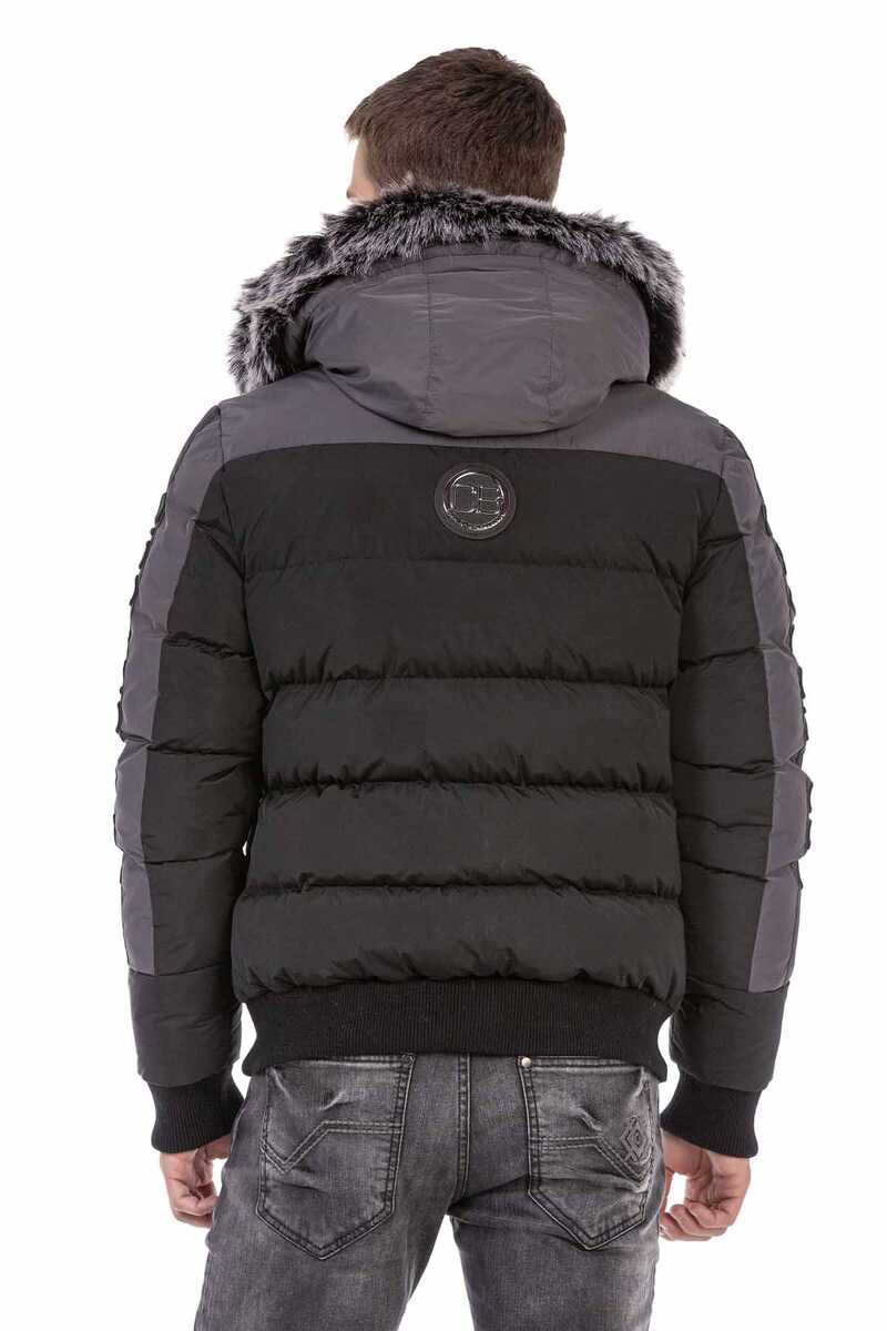 CM182 Fur-Trimmed Two-Tone Puffer Jacket
