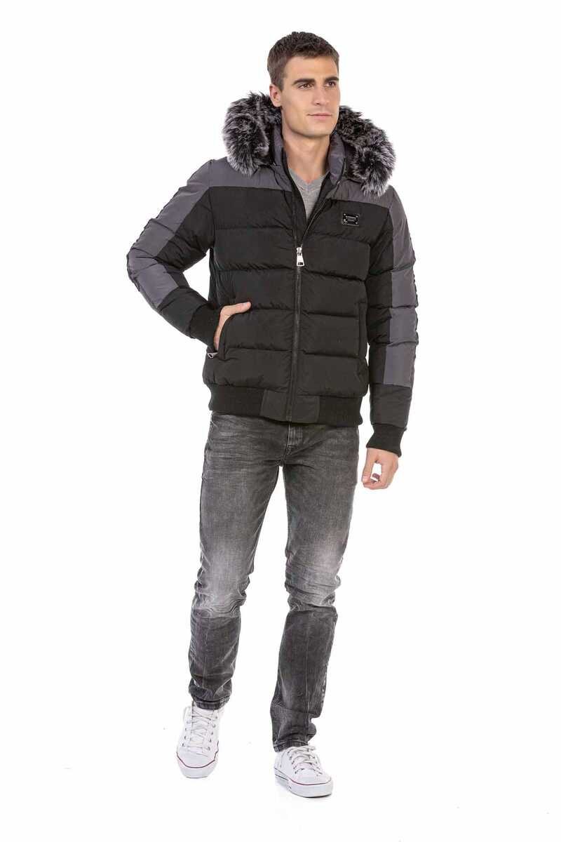 CM182 Fur-Trimmed Two-Tone Puffer Jacket