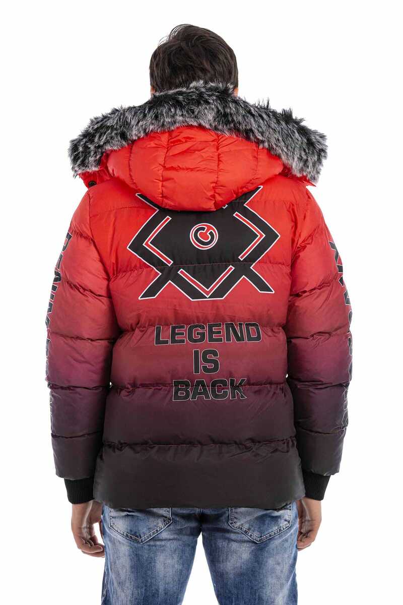 CM190 Men's Red Fur-Trimmed Puffer Jacket