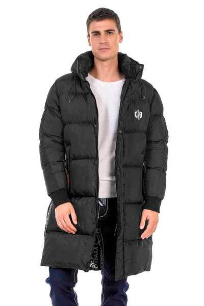 CM195 Patterned Lining Long Puffer Jacket