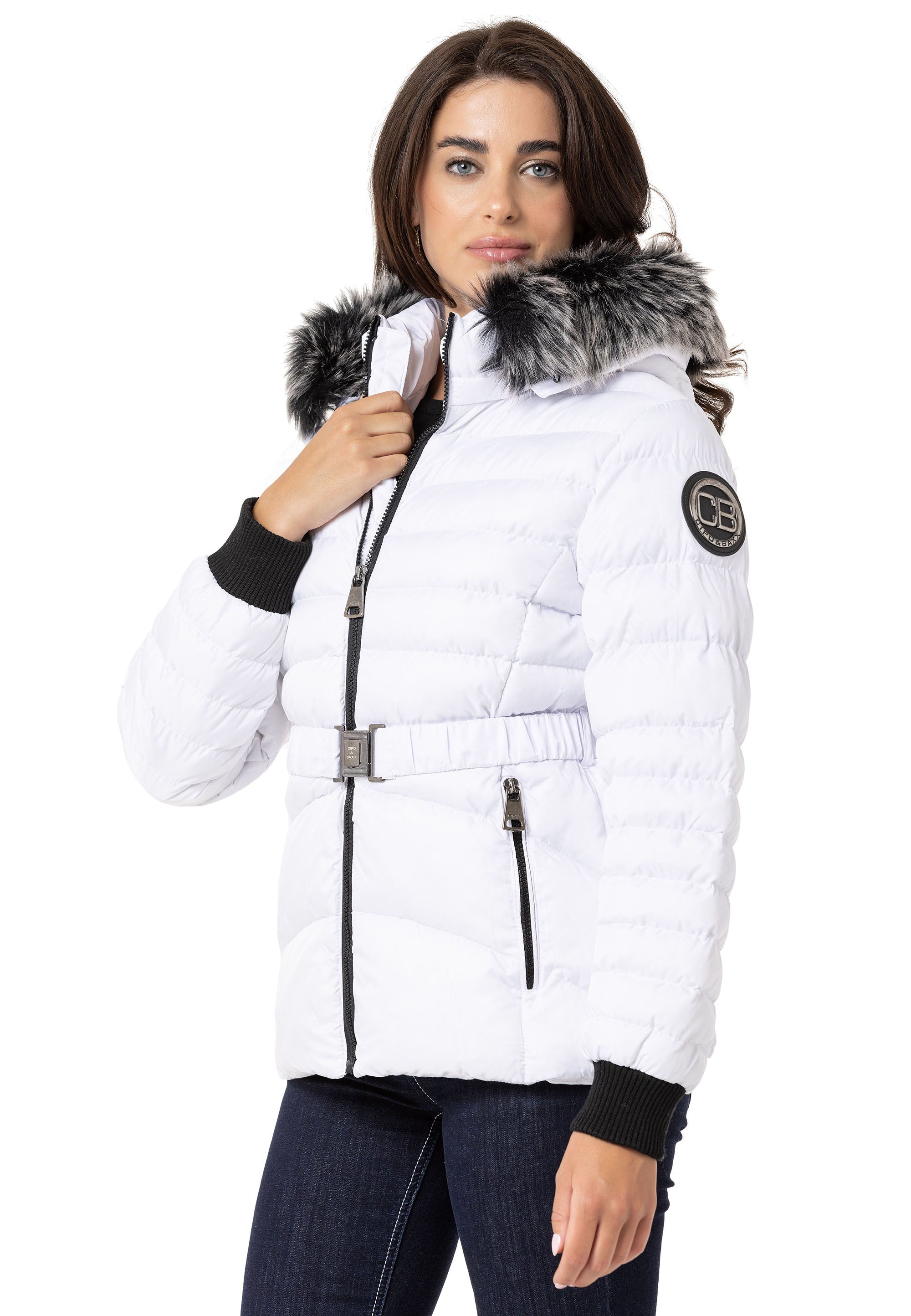 WM132 Fur-Trimmed Purple Women's Puffer Jacket