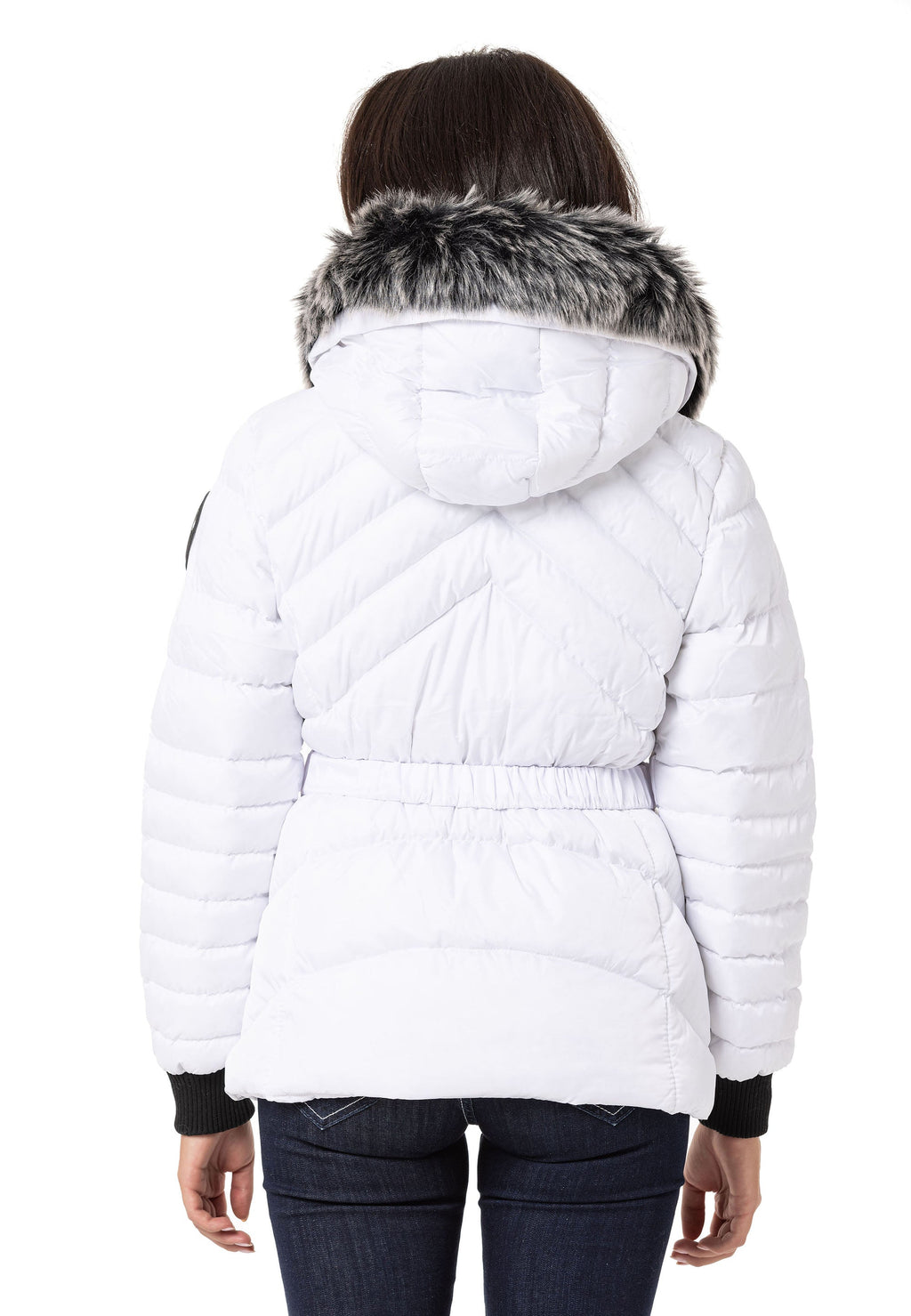 WM132 Fur-Trimmed Purple Women's Puffer Jacket