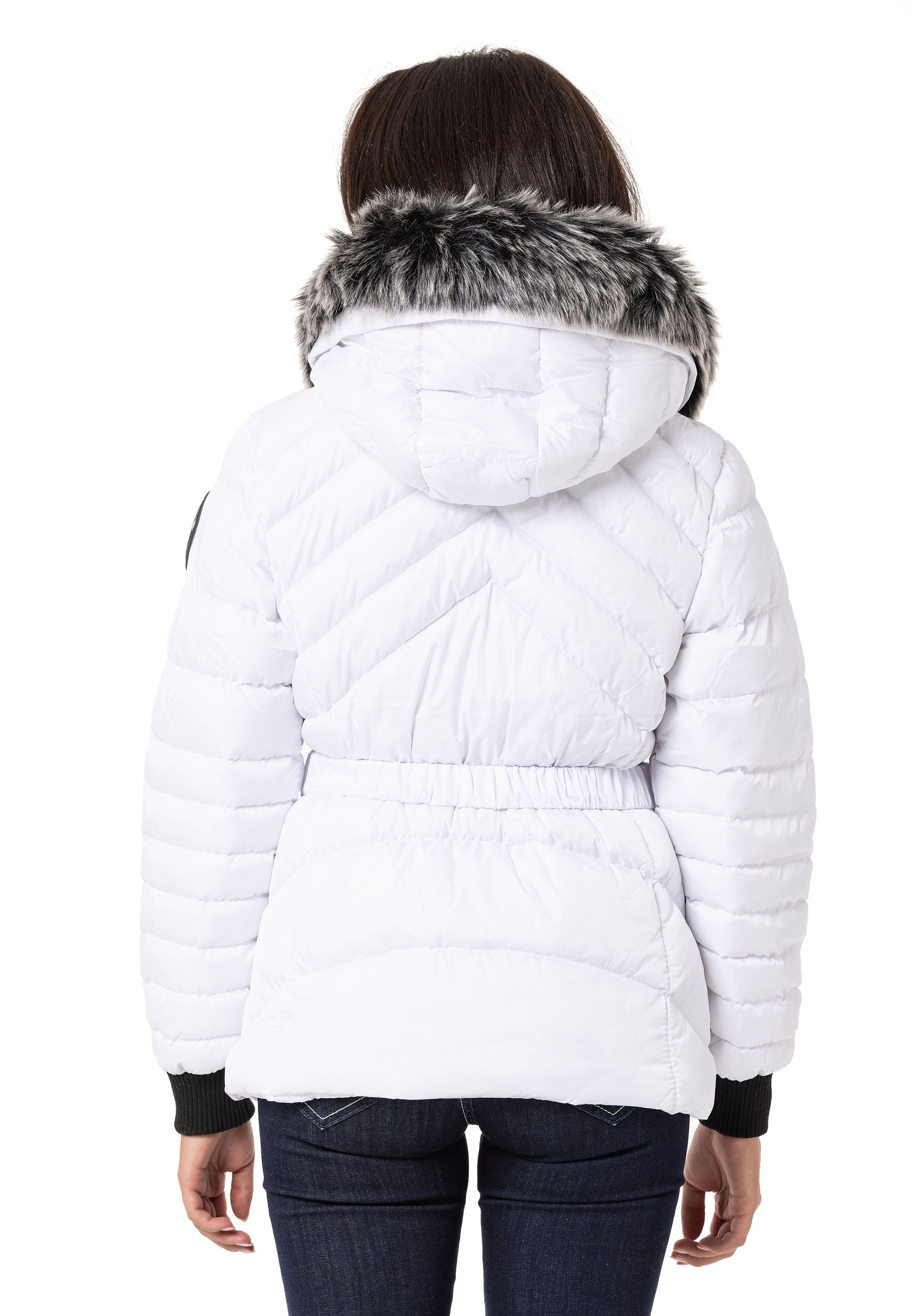 WM132 Fur-Trimmed Purple Women's Puffer Jacket