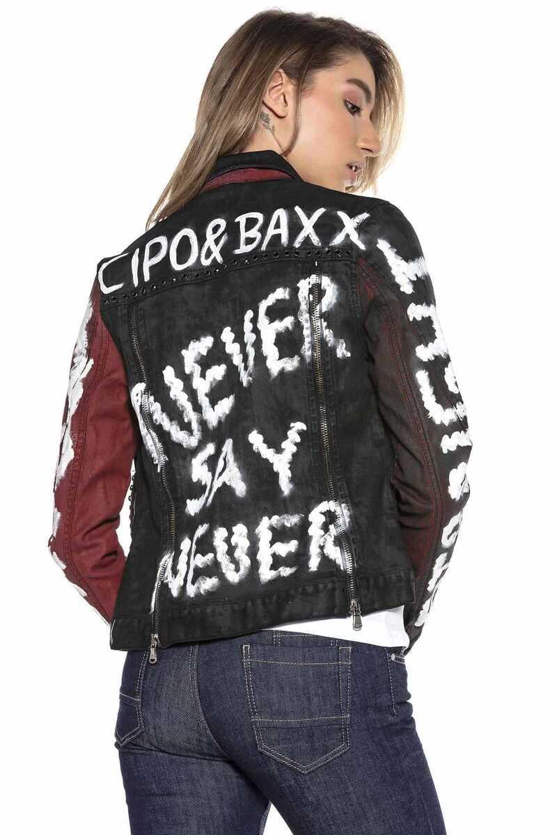 WJ172 Women's Back to Black Print Denim Jacket