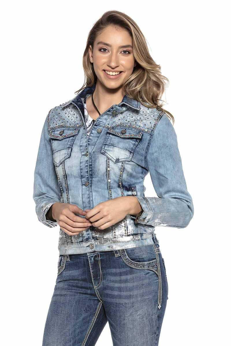 WJ174 Women's Stone Embellished Denim Jacket