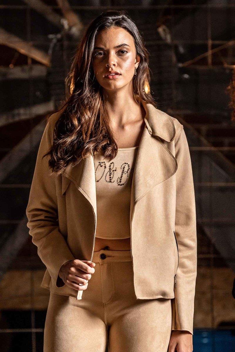WJ202 Suede Sand Color Sport Jacket