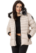 WM132 Fur-Trimmed Purple Women's Puffer Jacket