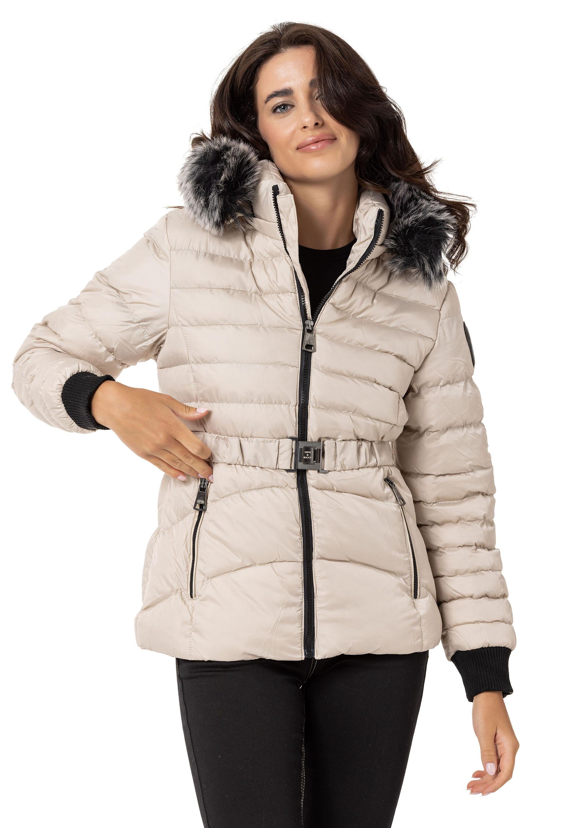 WM132 Fur-Trimmed Purple Women's Puffer Jacket