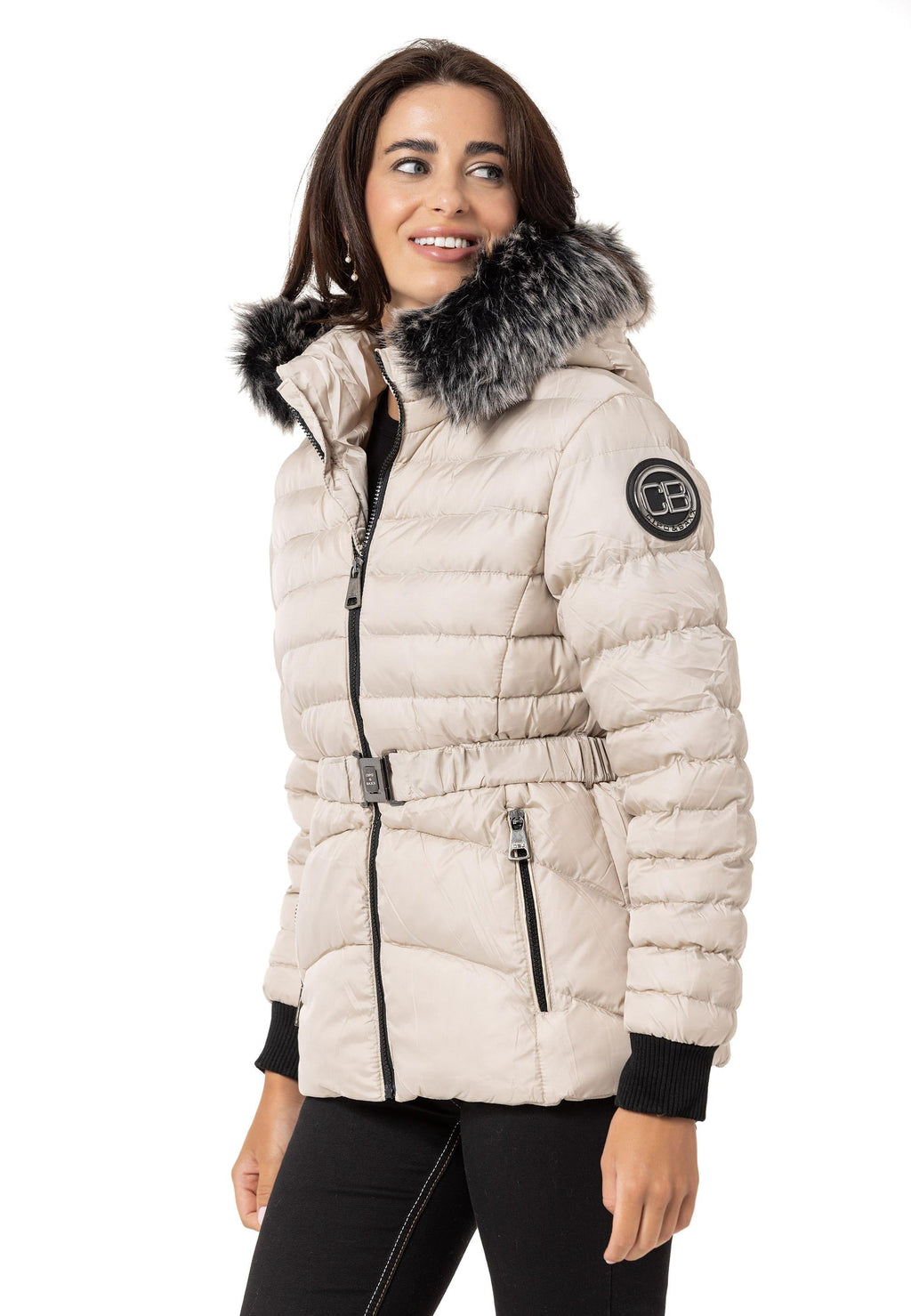 WM132 Fur-Trimmed Purple Women's Puffer Jacket