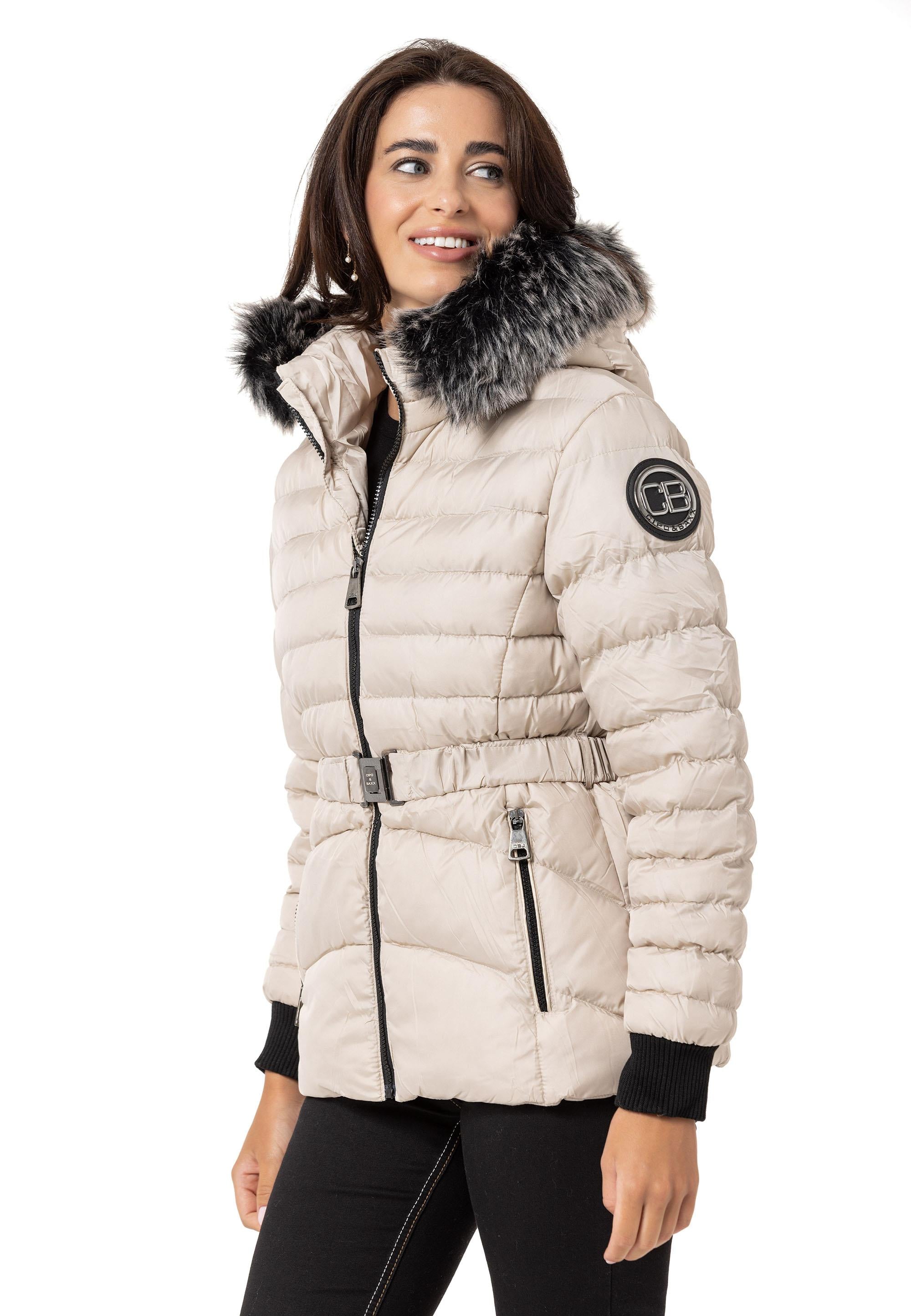 WM132 Fur-Trimmed Purple Women's Puffer Jacket
