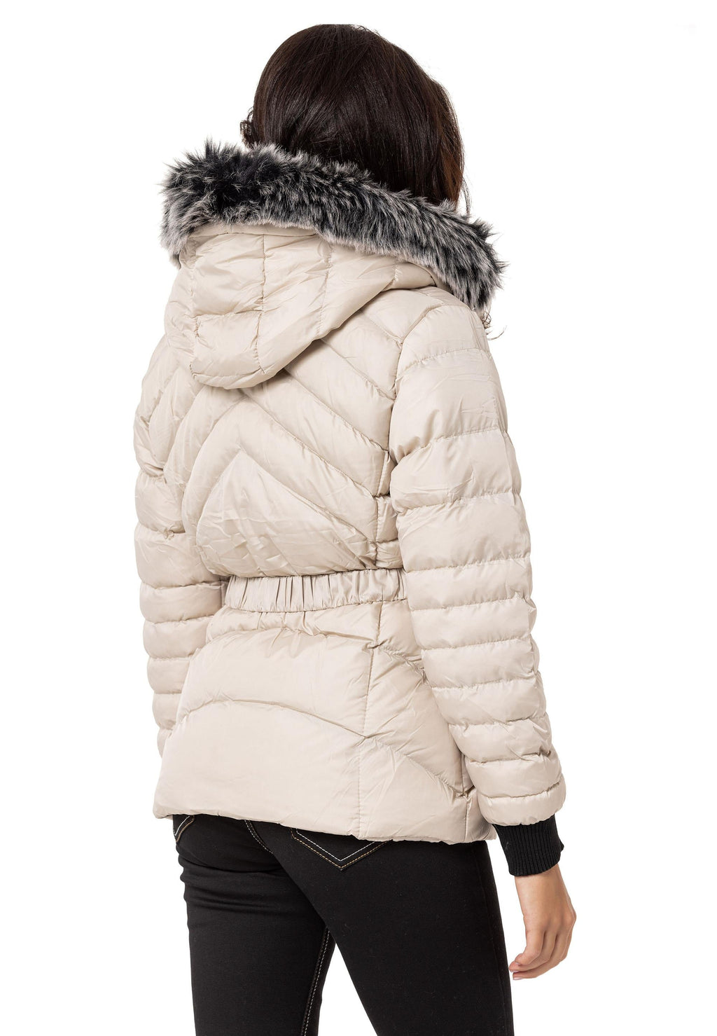 WM132 Fur-Trimmed Purple Women's Puffer Jacket