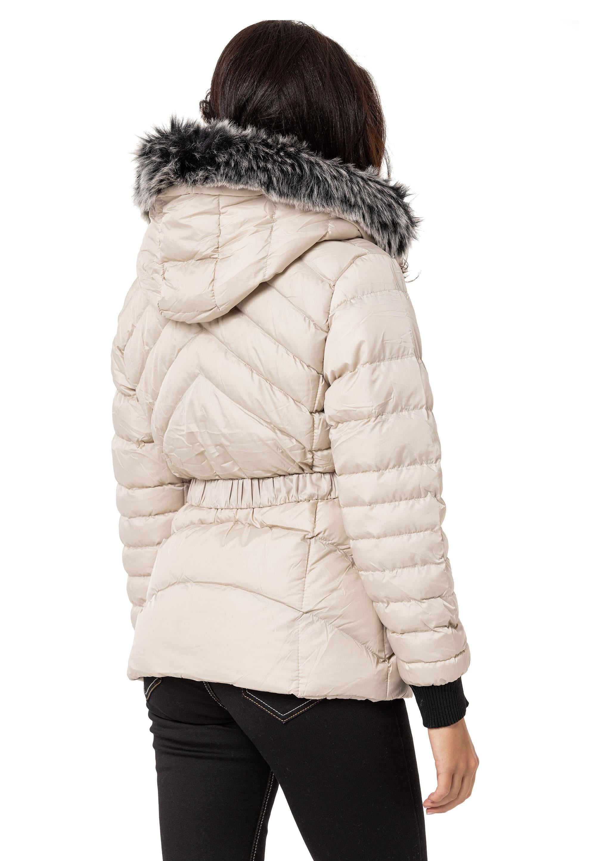 WM132 Fur-Trimmed Purple Women's Puffer Jacket