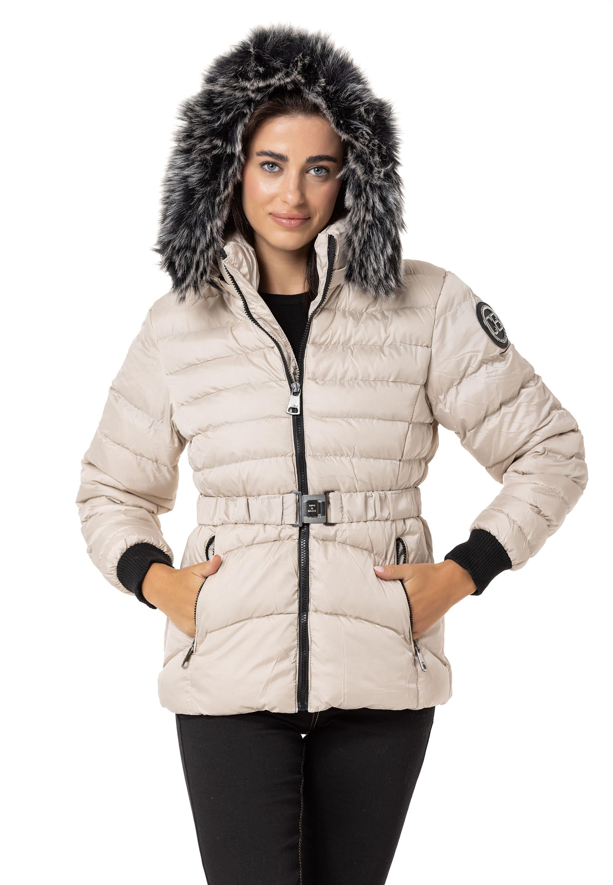 WM132 Fur-Trimmed Purple Women's Puffer Jacket