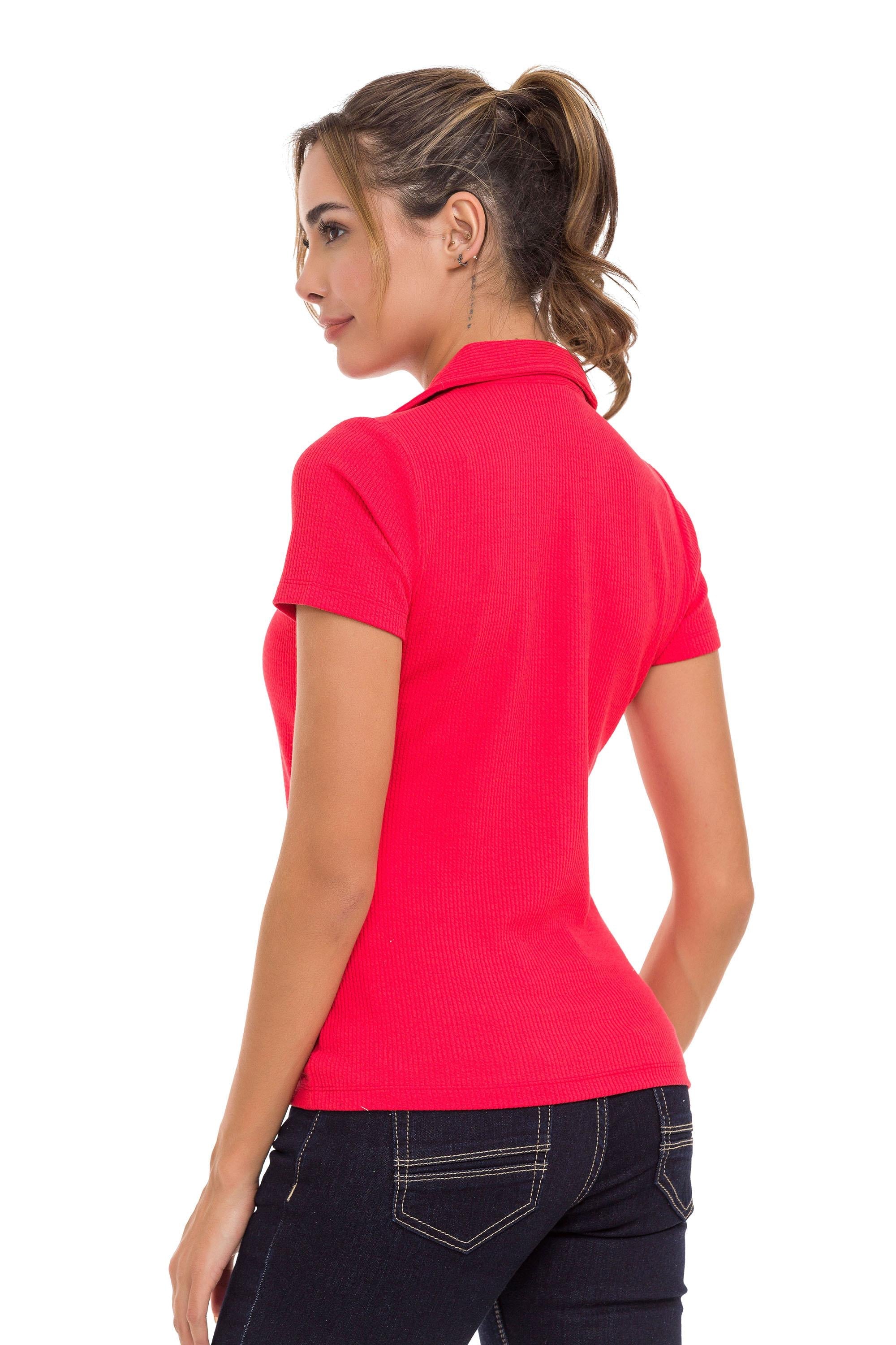 WT361 Ribbed Textured Round Neck Basic Women's T-Shirt